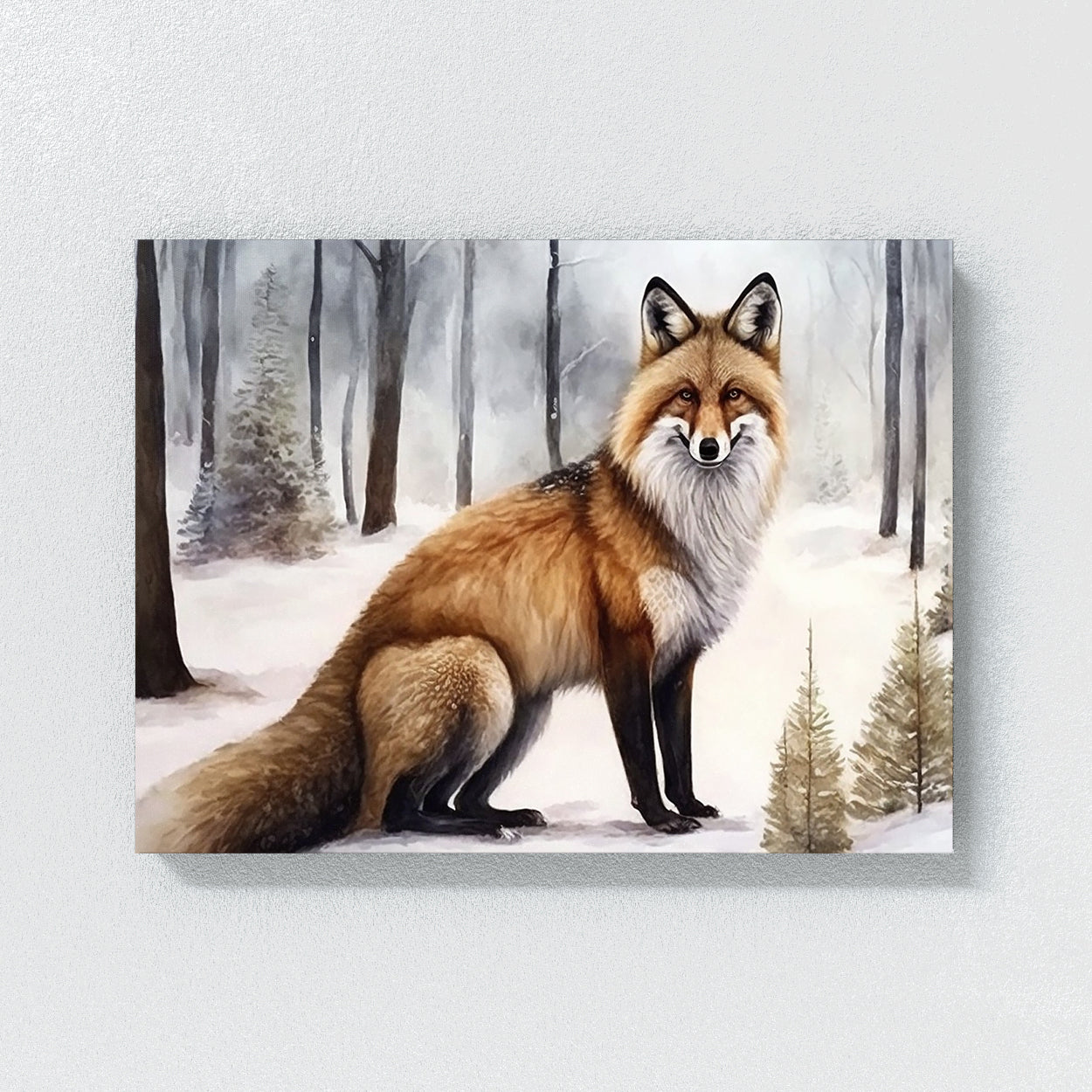 Fox Winter Watercolor 6 Wall Art