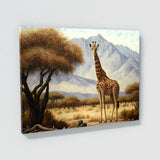 Giraffe Savannah Trees Mountains 1 Wall Art