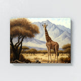 Giraffe Savannah Trees Mountains 1 Wall Art