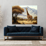 Giraffe Savannah Trees Mountains 1 Wall Art