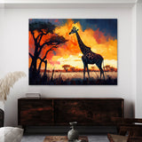 Giraffe Sunset 3 Wall Art