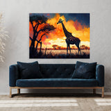 Giraffe Sunset 3 Wall Art