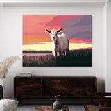 Goat White Sunset 13 Wall Art