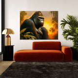 Gorilla Realistic Jungle Sunset 10 Wall Art