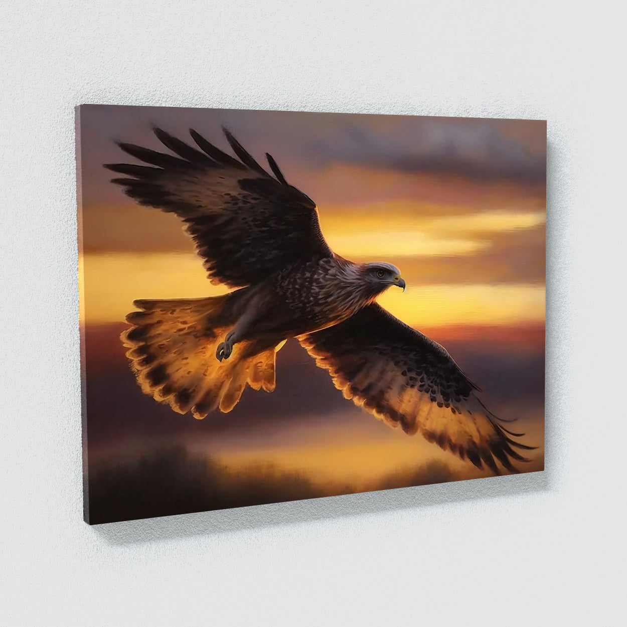 Hawk Realistic Flight Sunset 4 Wall Art
