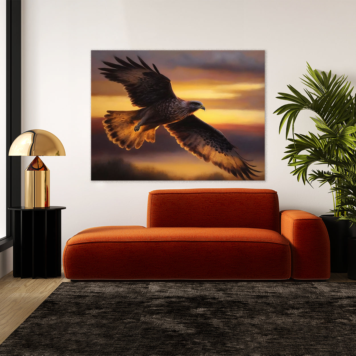 Hawk Realistic Flight Sunset 4 Wall Art