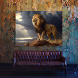 Lion Hunting Dramatic Sky 26 Wall Art