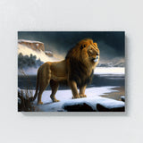 Lion In Snowy Winter Landscape 68 Wall Art