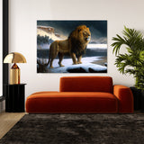 Lion In Snowy Winter Landscape 68 Wall Art