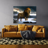 Lion In Snowy Winter Landscape 68 Wall Art