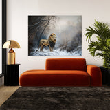 Lion In Snowy Winter Landscape 98 Wall Art