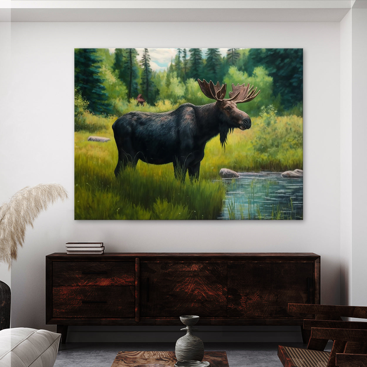 Moose Realistic Meadow 20 Wall Art