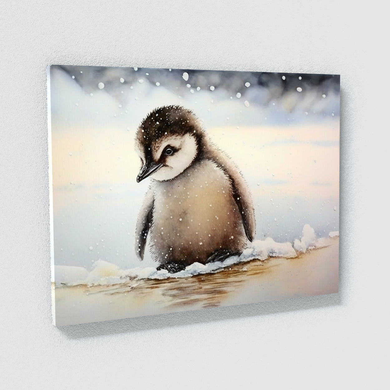 Penguin Baby Snowy Landscape 13 Canvas Wall Art Print Decor