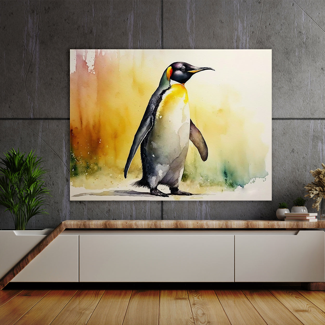 Penguin S Watercolor Yellow 14 Wall Art