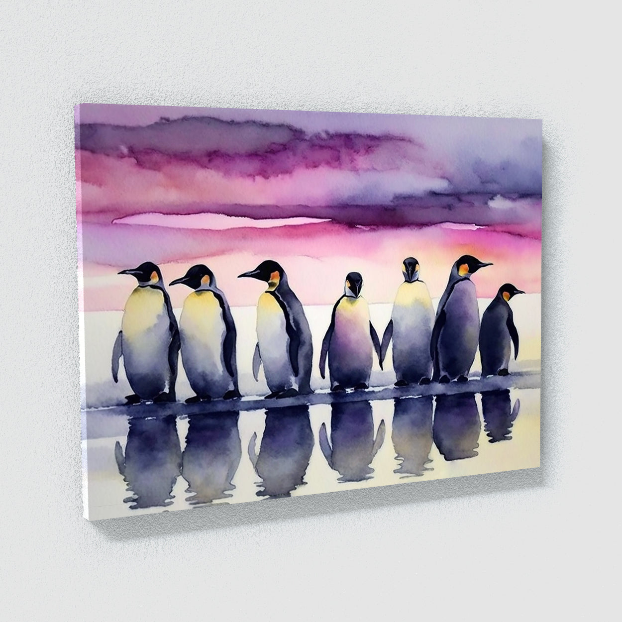 Penguin Watercolor Sky 28 Wall Art