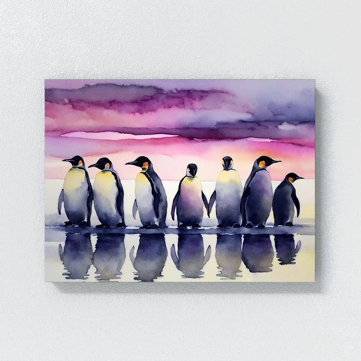 Penguin Watercolor Sky 28 Wall Art