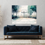 Basketball Watercolor Court 11 Wall Art