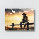 Cowboy Fence Sunset 2 Wall Art