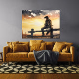 Cowboy Fence Sunset 2 Wall Art