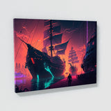 Cyberpunk Futuristic Port Scene 21 Wall Art