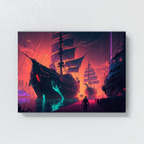 Cyberpunk Futuristic Port Scene 21 Wall Art