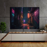 Cyberpunk Neon Alleyway Graffiti 4 Wall Art