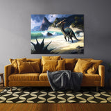 Dinosaur Dinosaurs Beach Waves 13 Wall Art