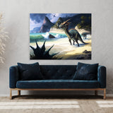 Dinosaur Dinosaurs Beach Waves 13 Wall Art