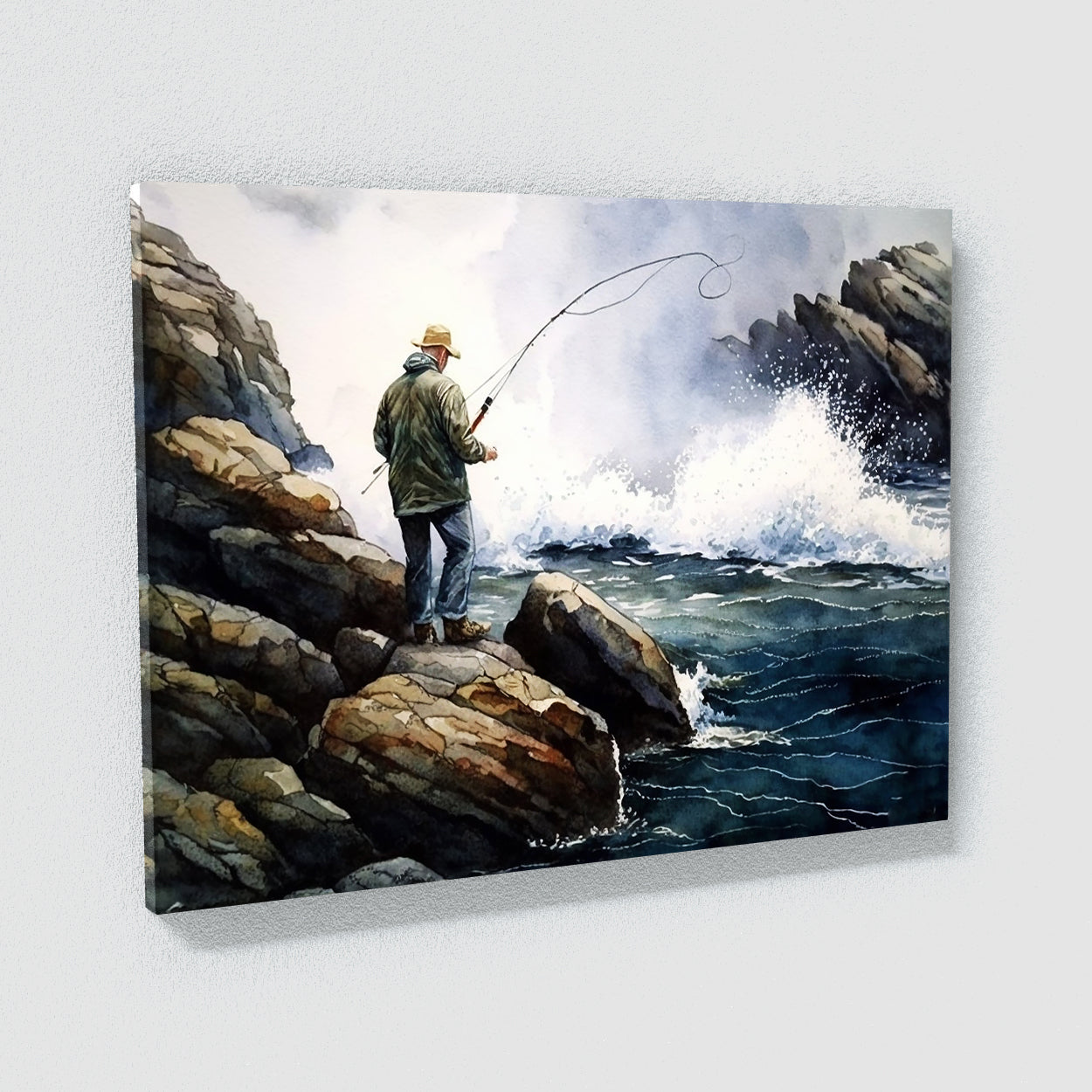 Fishing Fisherman Rocky 7 Canvas Wall Art Print Decor Artwork