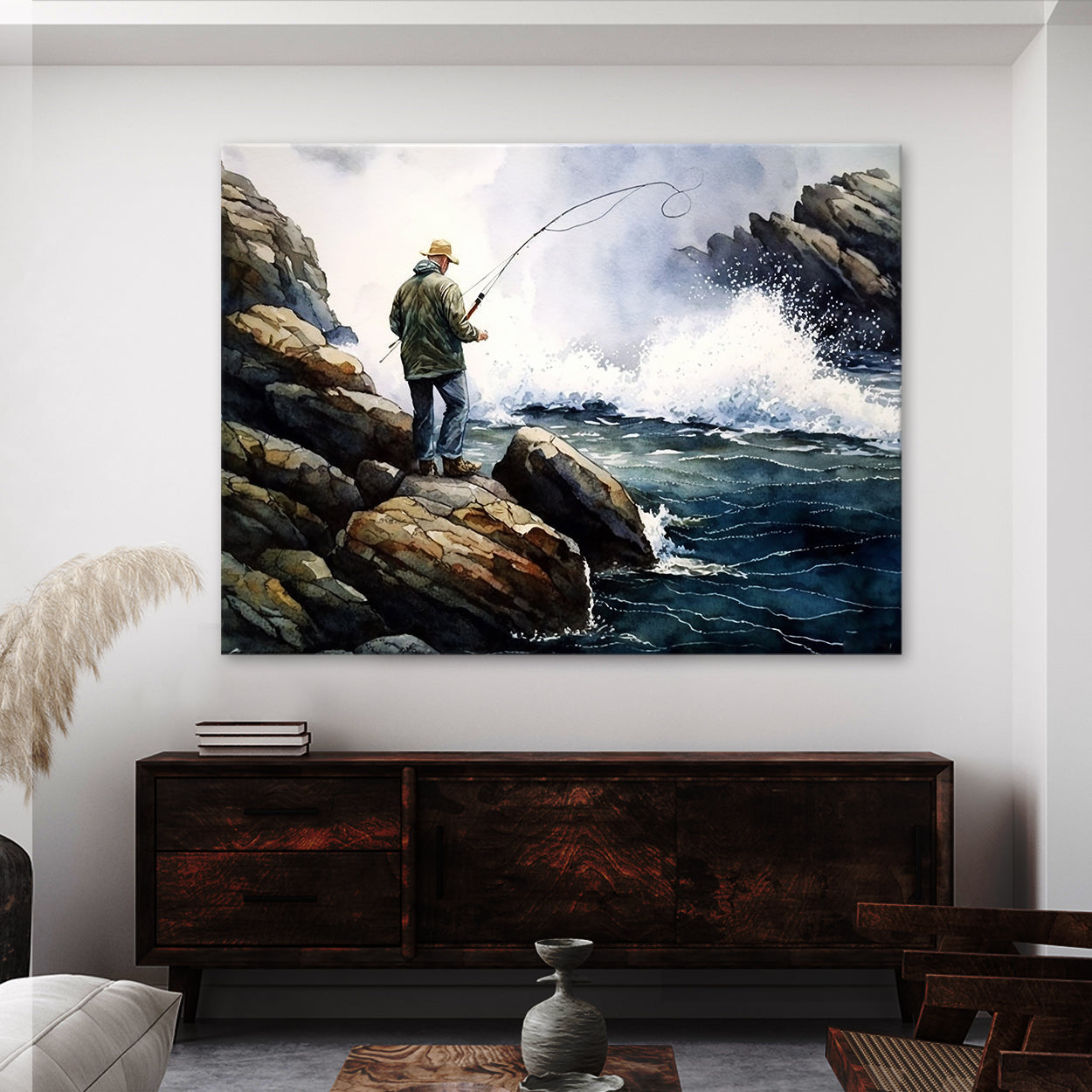 Fishing Fisherman Rocky 7 Wall Art