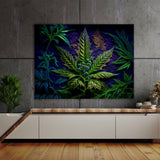 Trippy Psychedelic Weed Leaf 45 Wall Art