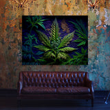 Trippy Psychedelic Weed Leaf 45 Wall Art