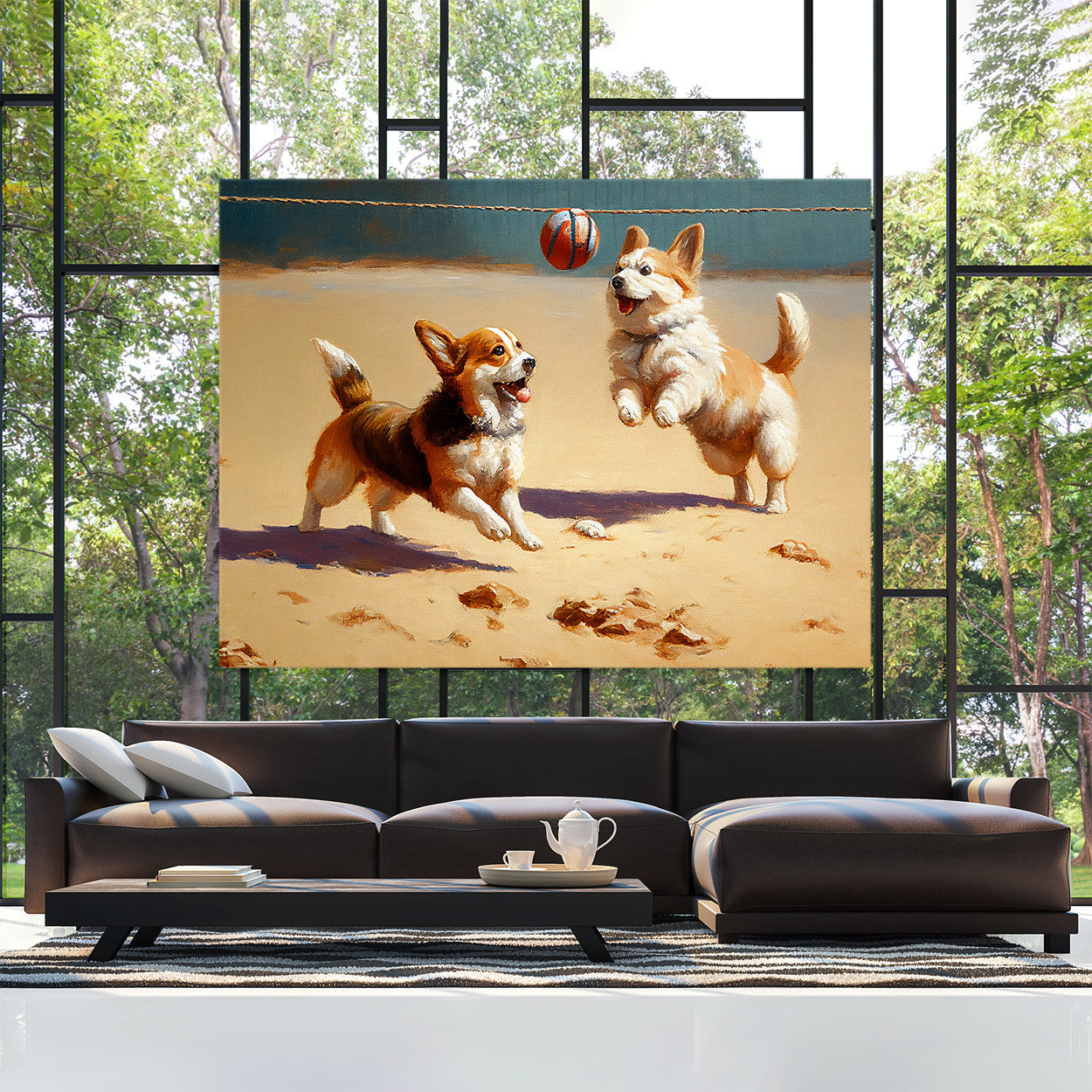Dogs Playing Volleyball 24 Canvas Art