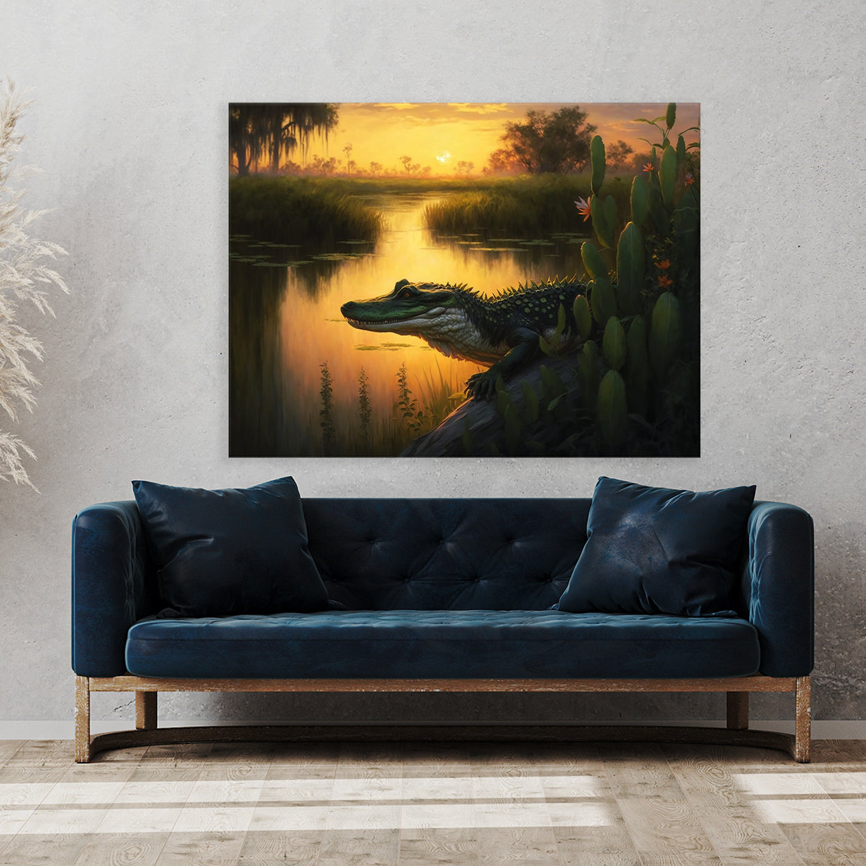 Alligator In Swamp With Trees 6 Canvas Wall Art Print Decor Artwork Picture  Painting Poster – Sense Canvas