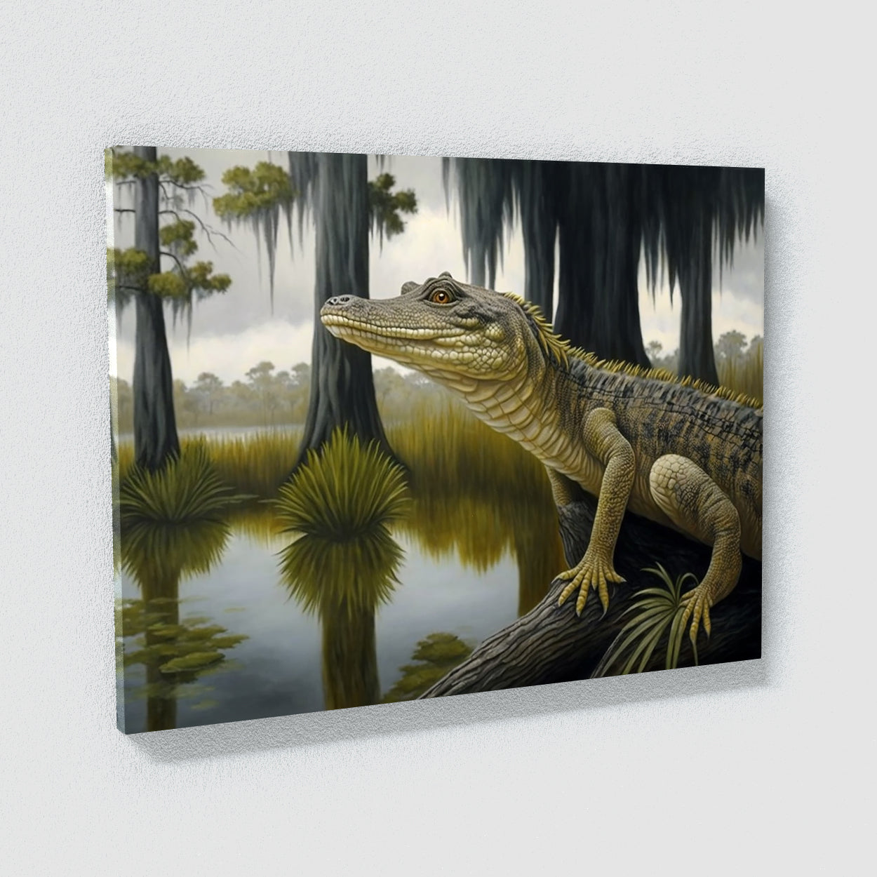 Alligator In Swamp With Trees 6 Canvas Wall Art Print Decor