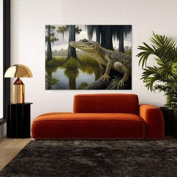 Alligator In Swamp With Trees 6 Canvas Wall Art Print Decor Artwork Picture  Painting Poster – Sense Canvas