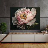 Bee Detailed Realistic Peony 13 Wall Art