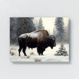 Bison Snowstorm Trees 11 Wall Art