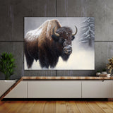 Bison Snowstorm Trees 9 Wall Art