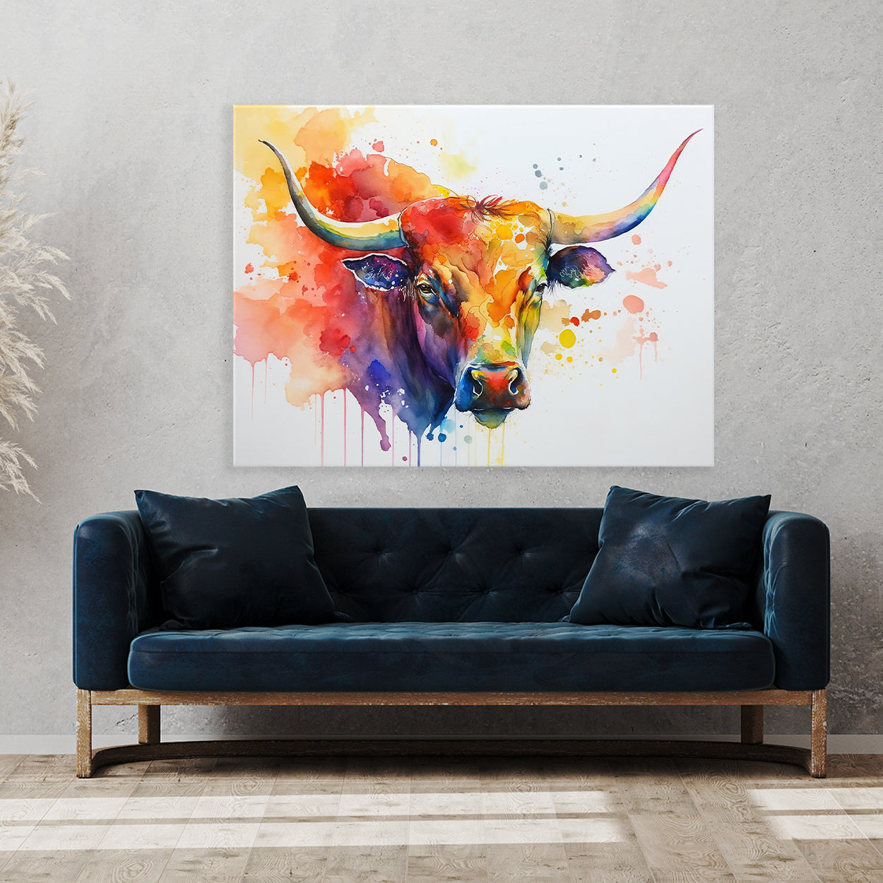 Bull Bright Colorful 21 Wall Art