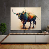 Bull Watercolor Vibrant 20 Wall Art