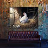 Chicken Rustic Barn White Hen 25 Wall Art