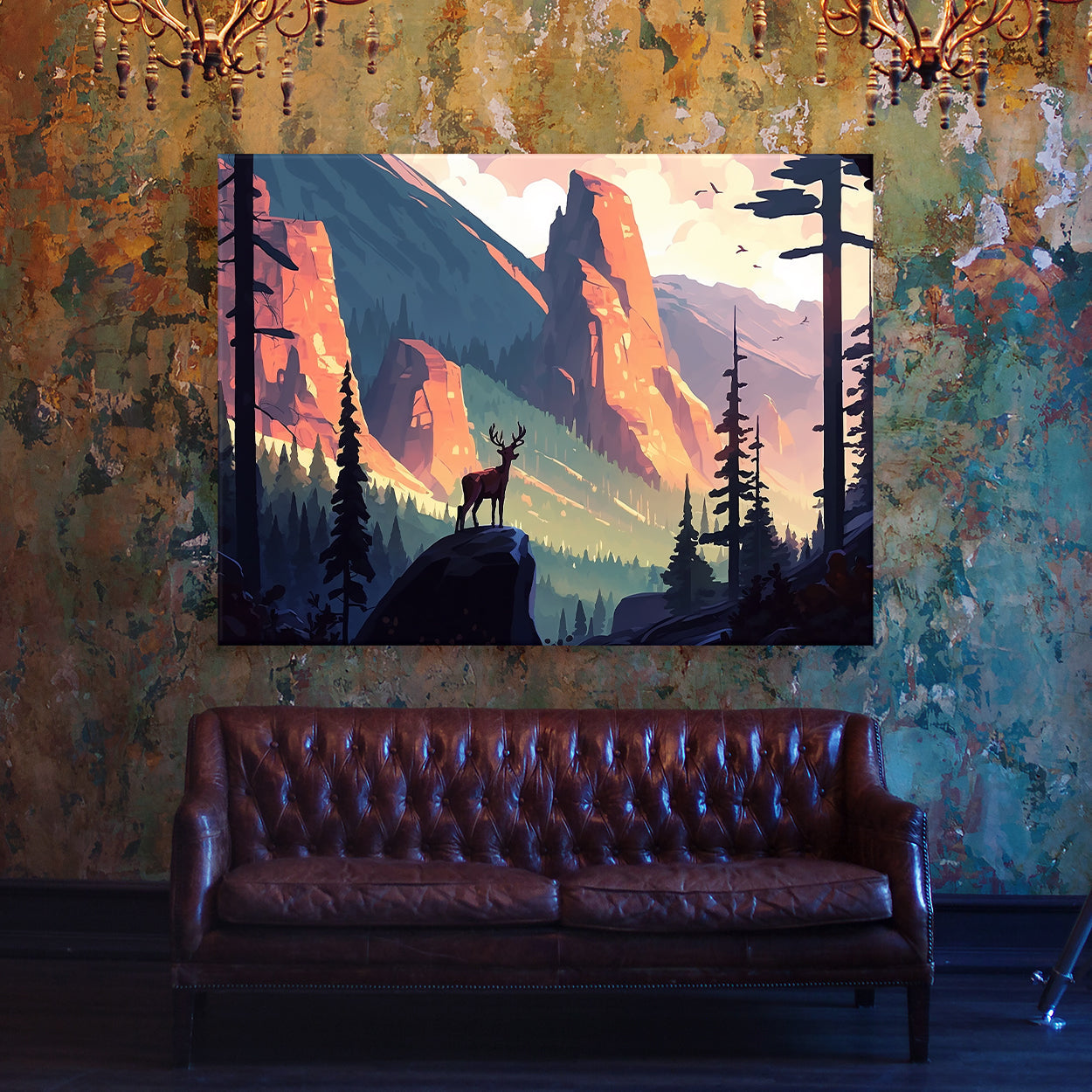 Deer Colorful Atmospheric 1 Wall Art