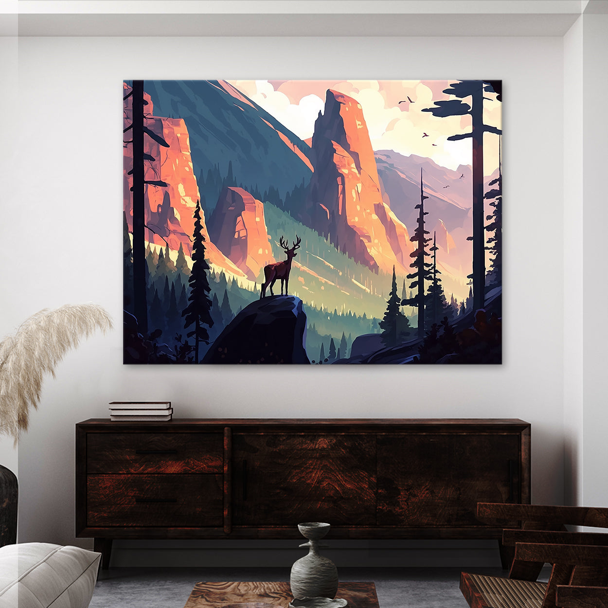Deer Colorful Atmospheric 1 Wall Art