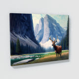 Deer Realistic Meadow Mountain 27 Wall Art