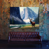 Deer Realistic Meadow Mountain 27 Wall Art