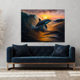 Dolphin Realistic Ocean Sunset 1 Wall Art