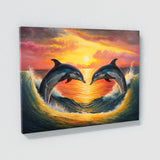 Dolphin Romantic Dreamy Sunset 17 Wall Art