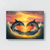 Dolphin Romantic Dreamy Sunset 17 Wall Art