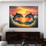 Dolphin Romantic Dreamy Sunset 17 Wall Art